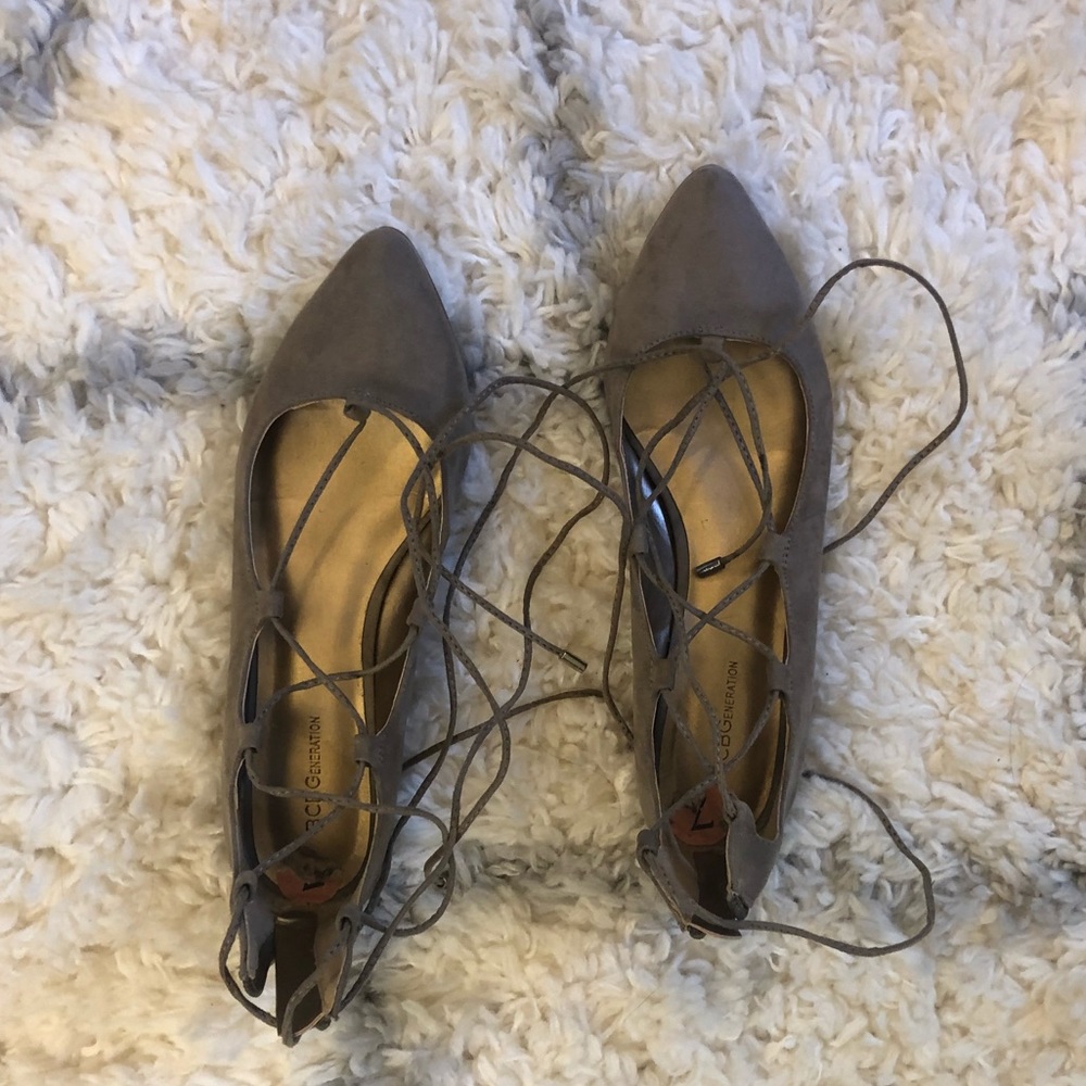 Lace up pointy toe flats